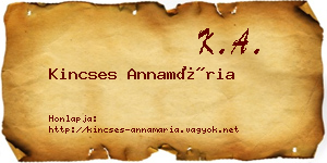 Kincses Annamária névjegykártya